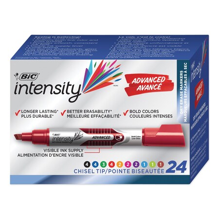 Bic Intensity Tank-Style Dry Erase Marker, Broad Bullet Tip, Assortd, PK24 GELITP241-AST